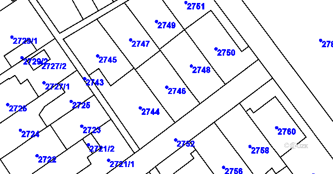 Parcela st. 2746 v KÚ Řečkovice, Katastrální mapa