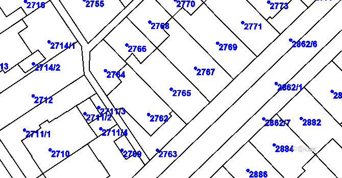 Parcela st. 2765 v KÚ Řečkovice, Katastrální mapa