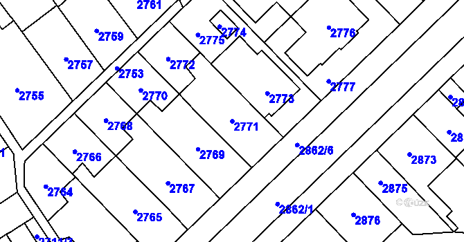 Parcela st. 2771 v KÚ Řečkovice, Katastrální mapa