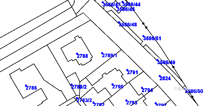 Parcela st. 2789/1 v KÚ Řečkovice, Katastrální mapa