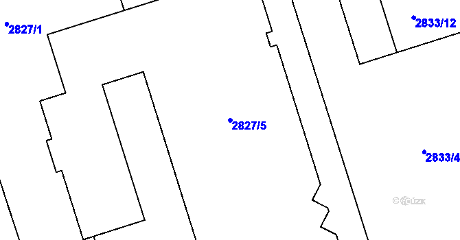 Parcela st. 2827/5 v KÚ Řečkovice, Katastrální mapa