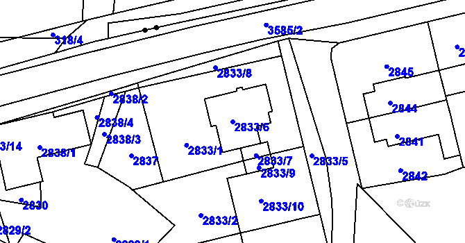 Parcela st. 2833/6 v KÚ Řečkovice, Katastrální mapa