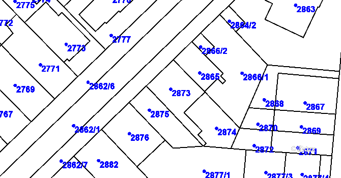 Parcela st. 2873 v KÚ Řečkovice, Katastrální mapa