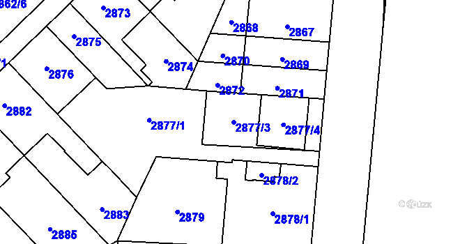 Parcela st. 2877/3 v KÚ Řečkovice, Katastrální mapa