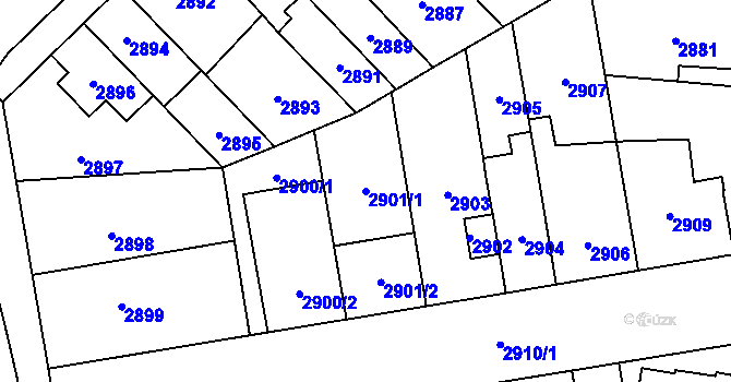 Parcela st. 2901/1 v KÚ Řečkovice, Katastrální mapa