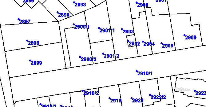 Parcela st. 2901/2 v KÚ Řečkovice, Katastrální mapa