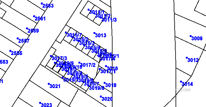 Parcela st. 3015/1 v KÚ Řečkovice, Katastrální mapa
