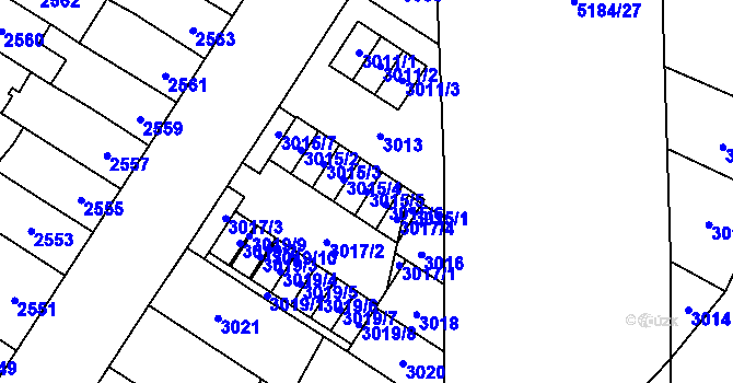 Parcela st. 3015/5 v KÚ Řečkovice, Katastrální mapa