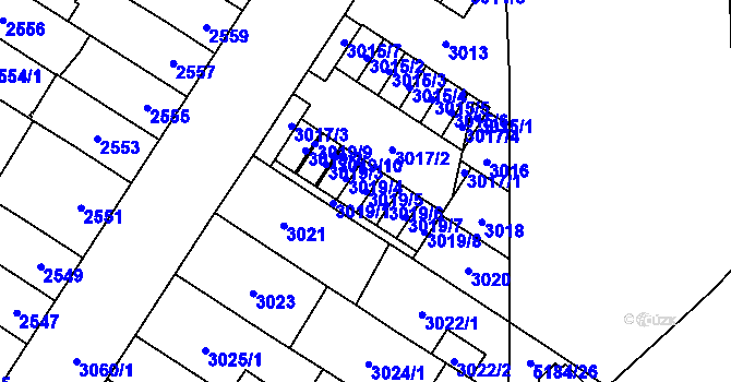 Parcela st. 3019/5 v KÚ Řečkovice, Katastrální mapa