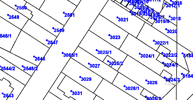 Parcela st. 3025/1 v KÚ Řečkovice, Katastrální mapa