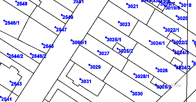 Parcela st. 3027 v KÚ Řečkovice, Katastrální mapa