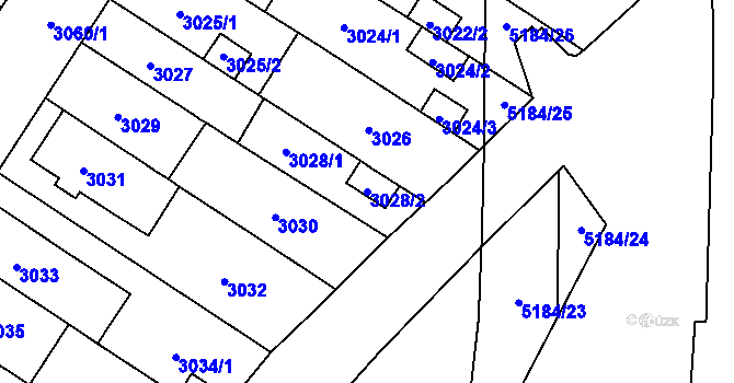 Parcela st. 3028/2 v KÚ Řečkovice, Katastrální mapa