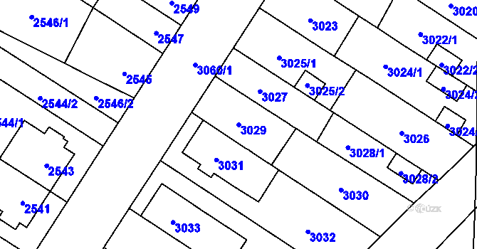 Parcela st. 3029 v KÚ Řečkovice, Katastrální mapa