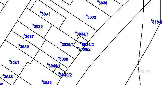 Parcela st. 3034/2 v KÚ Řečkovice, Katastrální mapa