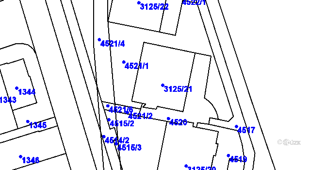 Parcela st. 3125/21 v KÚ Řečkovice, Katastrální mapa