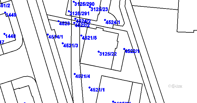 Parcela st. 3125/22 v KÚ Řečkovice, Katastrální mapa