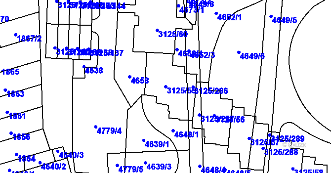 Parcela st. 3125/55 v KÚ Řečkovice, Katastrální mapa