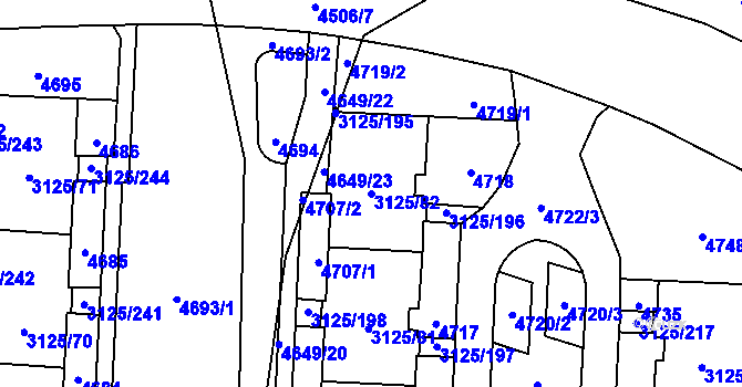 Parcela st. 3125/82 v KÚ Řečkovice, Katastrální mapa