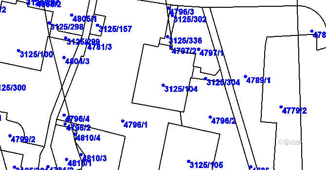 Parcela st. 3125/104 v KÚ Řečkovice, Katastrální mapa