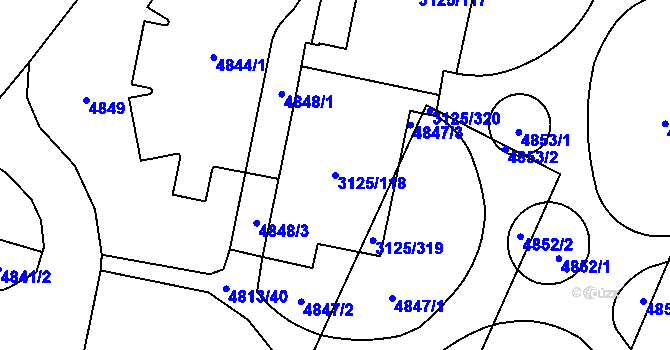 Parcela st. 3125/118 v KÚ Řečkovice, Katastrální mapa