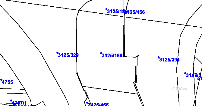 Parcela st. 3125/188 v KÚ Řečkovice, Katastrální mapa