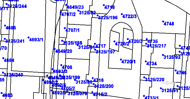 Parcela st. 3125/197 v KÚ Řečkovice, Katastrální mapa