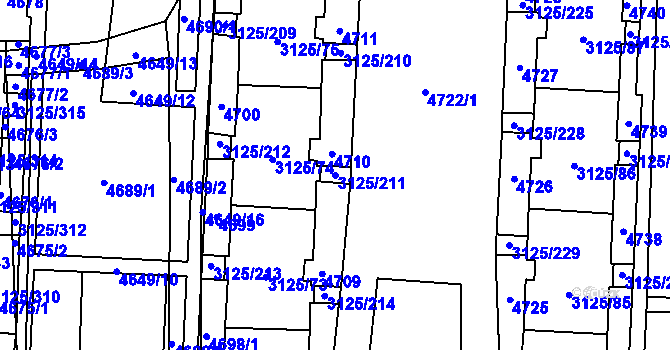 Parcela st. 3125/211 v KÚ Řečkovice, Katastrální mapa