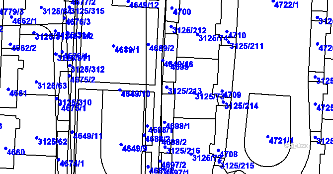 Parcela st. 3125/213 v KÚ Řečkovice, Katastrální mapa