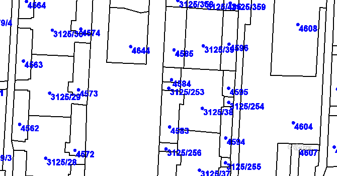 Parcela st. 3125/253 v KÚ Řečkovice, Katastrální mapa