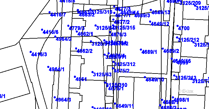 Parcela st. 3125/311 v KÚ Řečkovice, Katastrální mapa