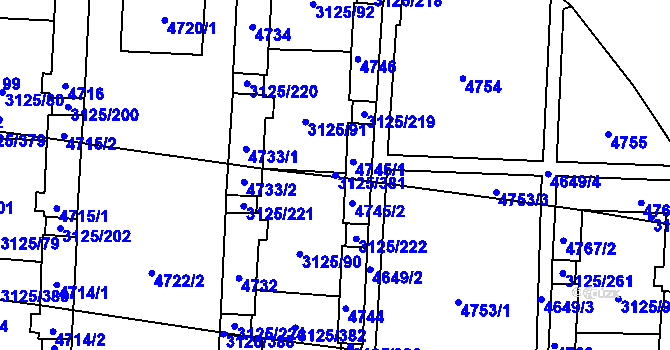 Parcela st. 3125/381 v KÚ Řečkovice, Katastrální mapa