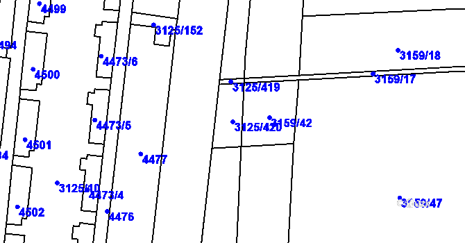 Parcela st. 3125/420 v KÚ Řečkovice, Katastrální mapa