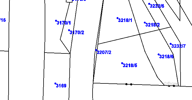 Parcela st. 3207/2 v KÚ Řečkovice, Katastrální mapa