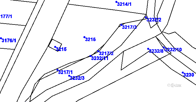 Parcela st. 3217/2 v KÚ Řečkovice, Katastrální mapa