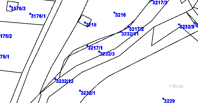 Parcela st. 3232/3 v KÚ Řečkovice, Katastrální mapa