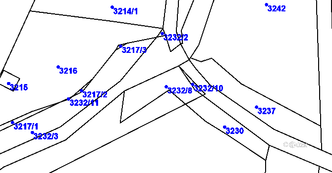 Parcela st. 3232/8 v KÚ Řečkovice, Katastrální mapa