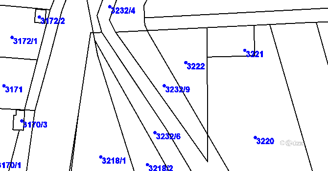 Parcela st. 3232/9 v KÚ Řečkovice, Katastrální mapa