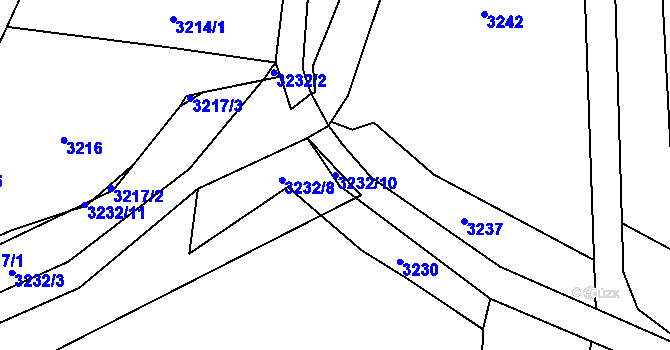Parcela st. 3232/10 v KÚ Řečkovice, Katastrální mapa