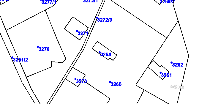 Parcela st. 3264 v KÚ Řečkovice, Katastrální mapa