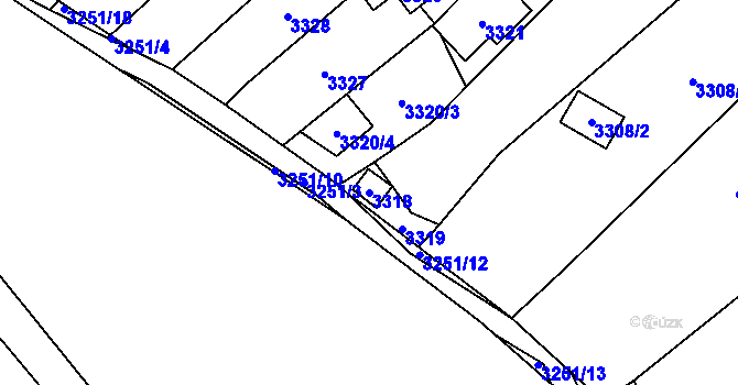 Parcela st. 3318 v KÚ Řečkovice, Katastrální mapa