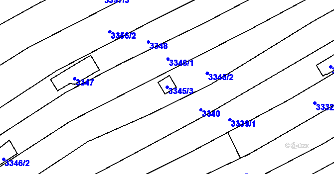 Parcela st. 3345/3 v KÚ Řečkovice, Katastrální mapa