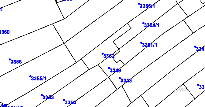 Parcela st. 3352 v KÚ Řečkovice, Katastrální mapa
