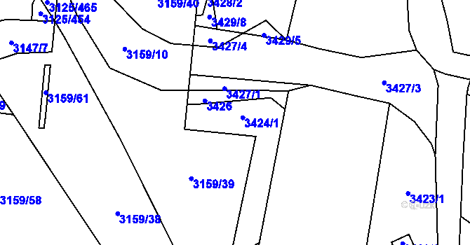 Parcela st. 3424 v KÚ Řečkovice, Katastrální mapa