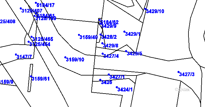 Parcela st. 3427/4 v KÚ Řečkovice, Katastrální mapa