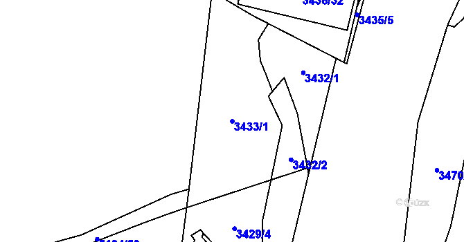 Parcela st. 3433/1 v KÚ Řečkovice, Katastrální mapa