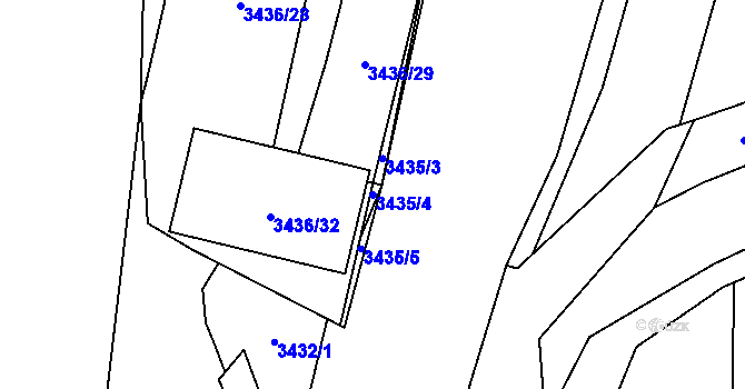 Parcela st. 3435/4 v KÚ Řečkovice, Katastrální mapa
