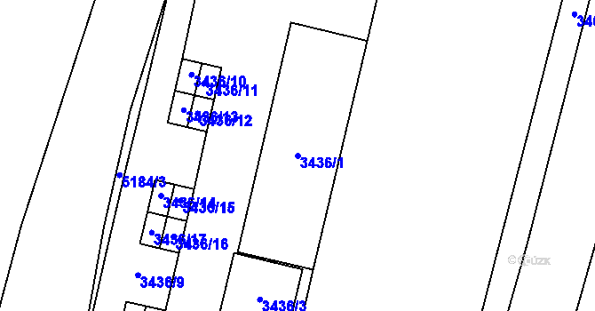 Parcela st. 3436/1 v KÚ Řečkovice, Katastrální mapa