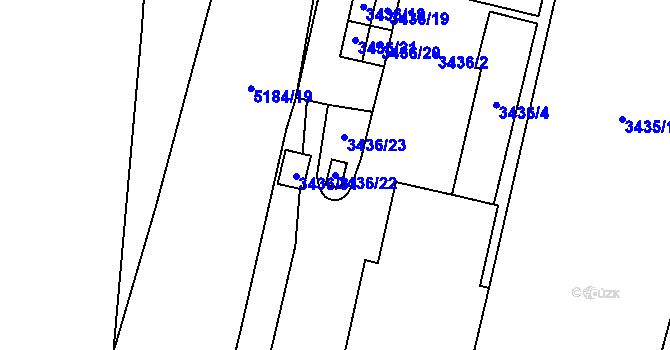 Parcela st. 3436/22 v KÚ Řečkovice, Katastrální mapa