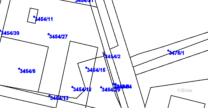 Parcela st. 3454/2 v KÚ Řečkovice, Katastrální mapa