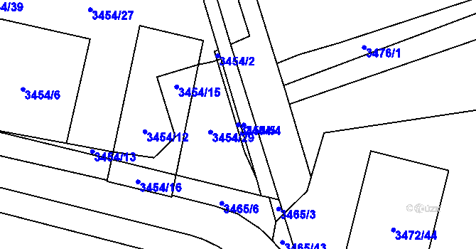 Parcela st. 3454/5 v KÚ Řečkovice, Katastrální mapa